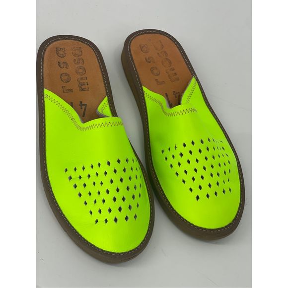 Rosa Mosa Diamond‎ Slide Sandal Mule Women 11 US 41 EU Lime Green Neon Leather - Picture 8 of 13
